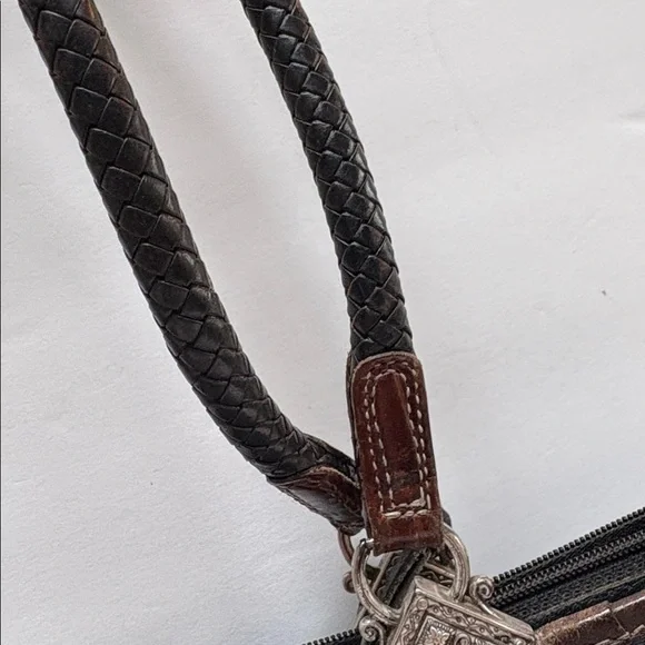 Vintage Brighton Black/ Crocodile Braided Handle Shoulder Bag - Picture 5 of 9